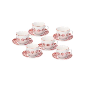 Set 6 Tazzine Da Tè Con Piattino Coral
